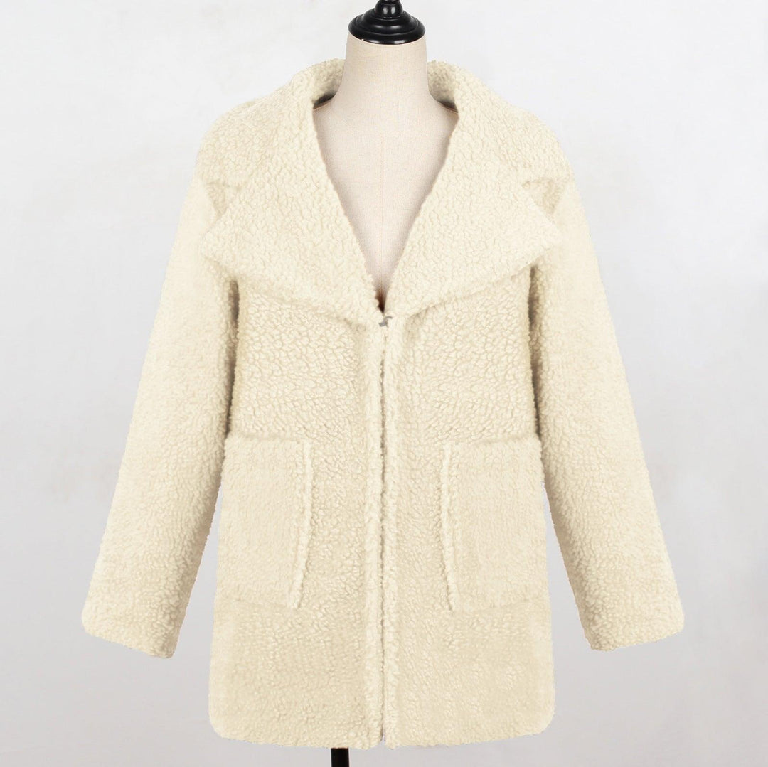 Long faux fur coat suit collar women casual coat - Trendha