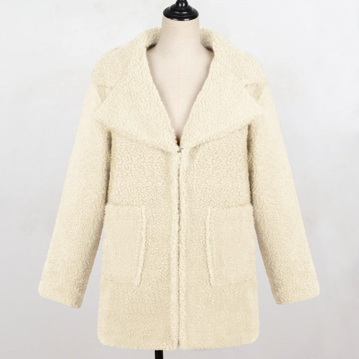 Long faux fur coat suit collar women casual coat - Trendha