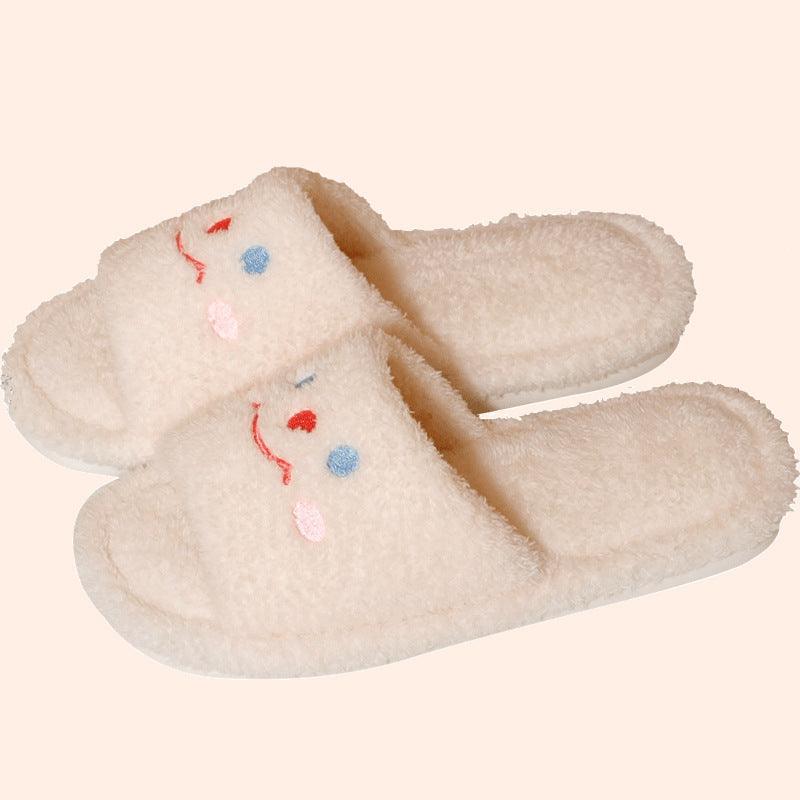 Plush Cute Smiling Home Slippers - Trendha