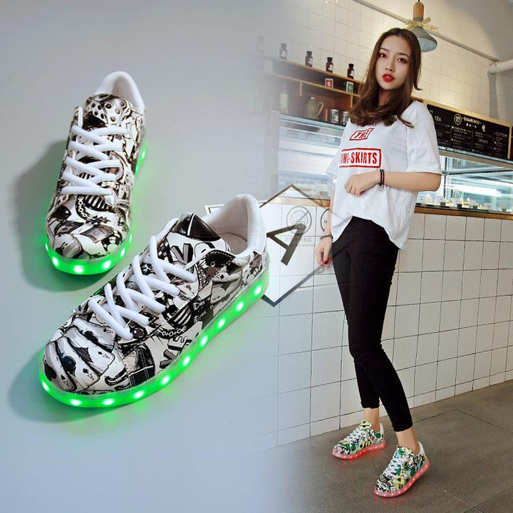 Fashion Graffiti Casual LED Colorful Luminous Shoes - Trendha