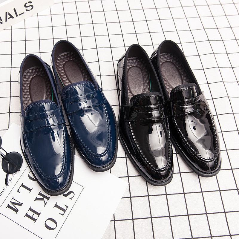 Business Casual Leather Shoes Men's Patent Leather Shiny Side Pedal Lazy - Trendha