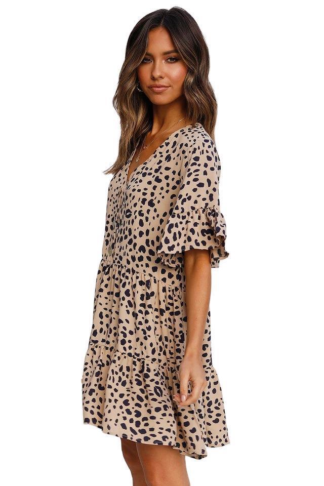 Flounces leopard print dress - Trendha