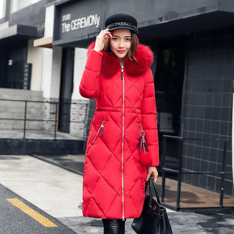 Long hooded padded down coat coat women - Trendha