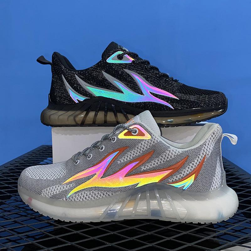 Fashionable Reflective Flame Leisure Running Sports Men's Shoes - Trendha