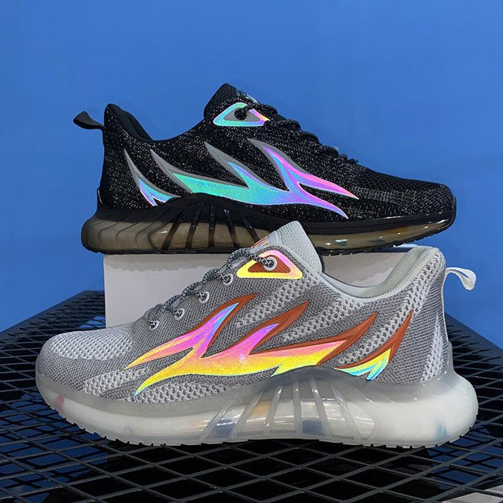 Fashionable Reflective Flame Leisure Running Sports Men's Shoes - Trendha