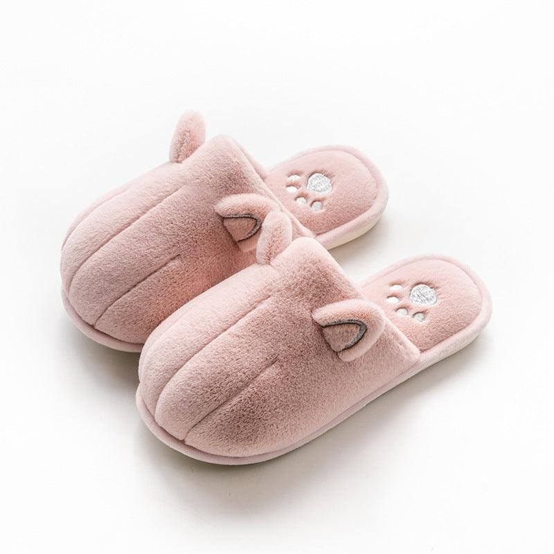 New women's shoes cute cat's claw home couple warm cotton slippers - Trendha