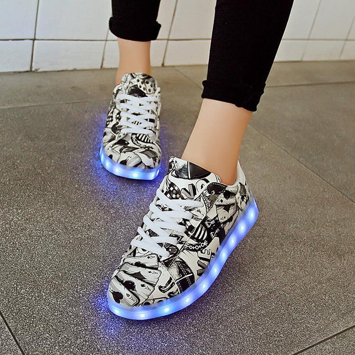 Fashion Graffiti Casual LED Colorful Luminous Shoes - Trendha