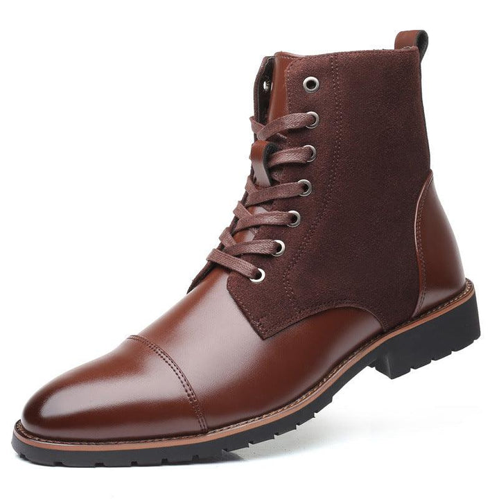 Men's pointed warm martin boots with velvet top boots - Trendha