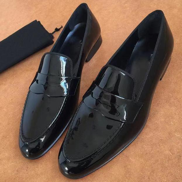 Business Casual Leather Shoes Men's Patent Leather Shiny Side Pedal Lazy - Trendha