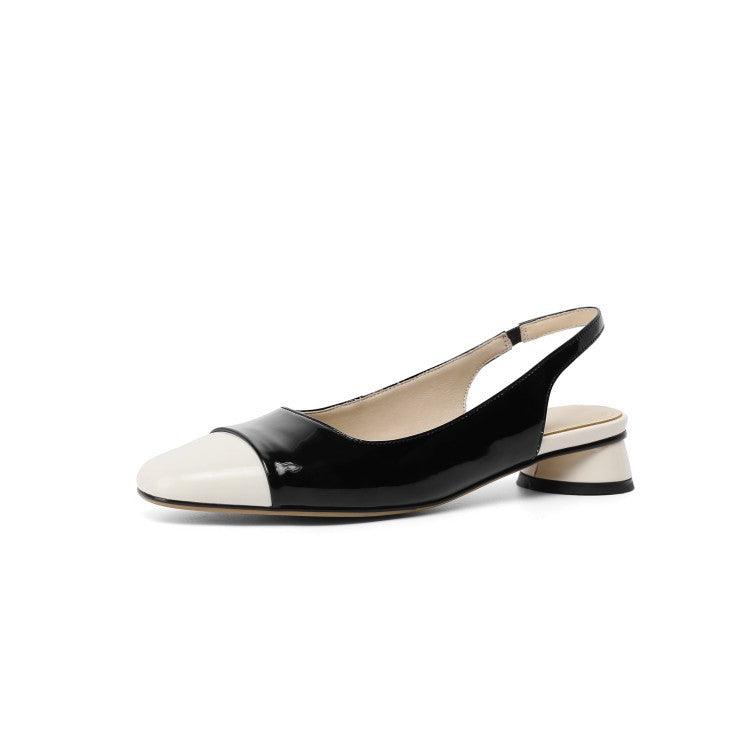 Sandals With Full Leather Inside And Outside, Thick And Low-heeled Buckle Strap - Trendha