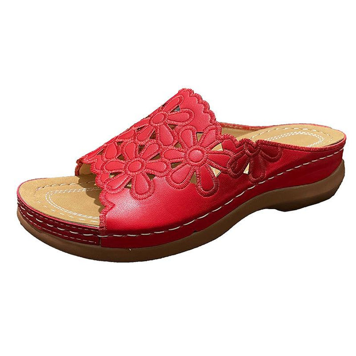 Wide Bottom Breathable Carved Fish Mouth Shoes - Trendha