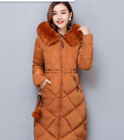 Long hooded padded down coat coat women - Trendha