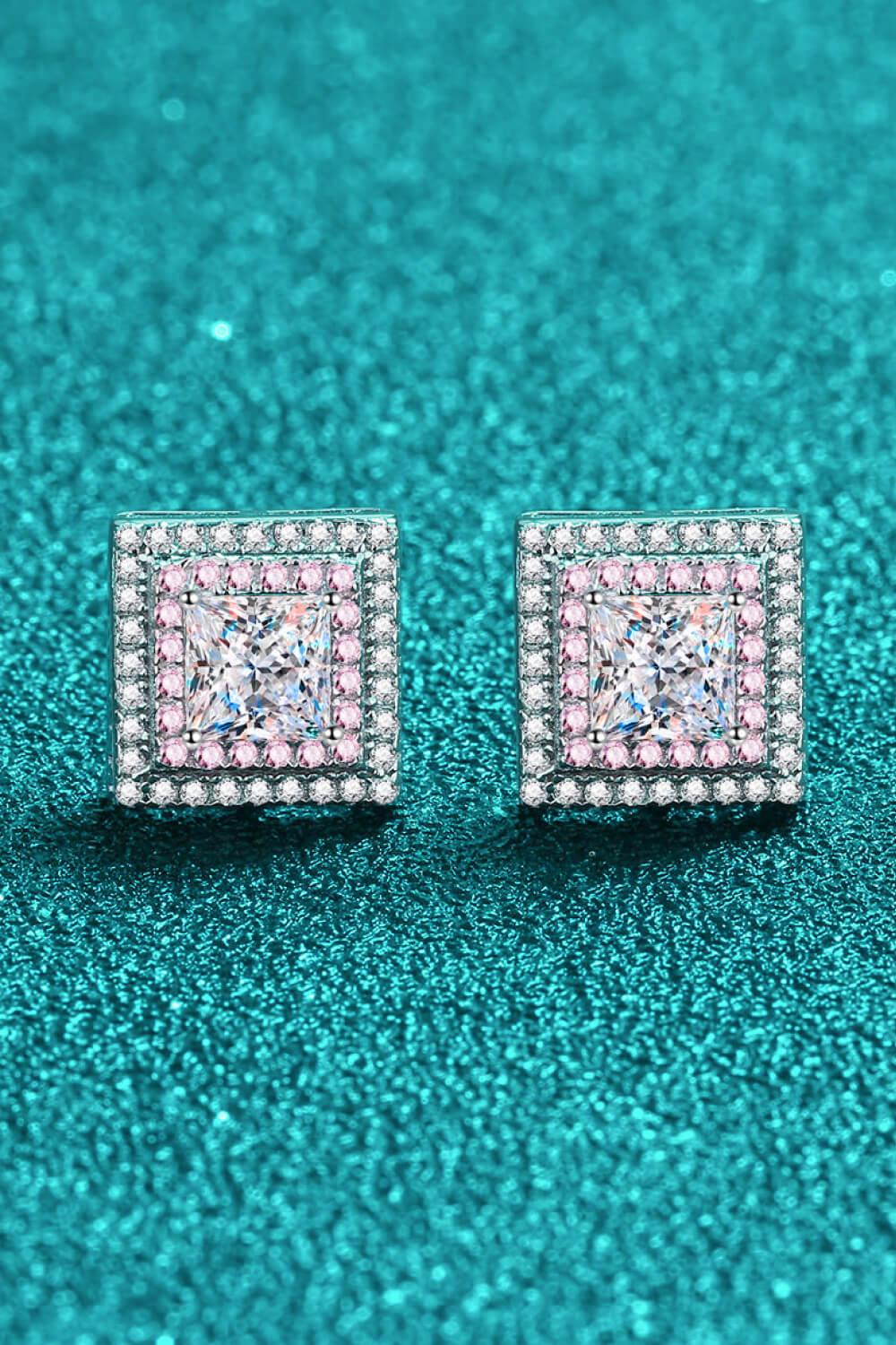 Moissanite Square Stud Earrings - Trendha