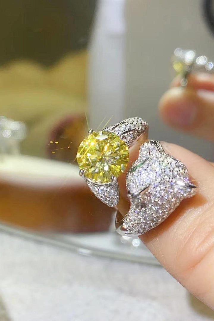 2 Carat Yellow Moissanite Animal Bypass Ring - Trendha