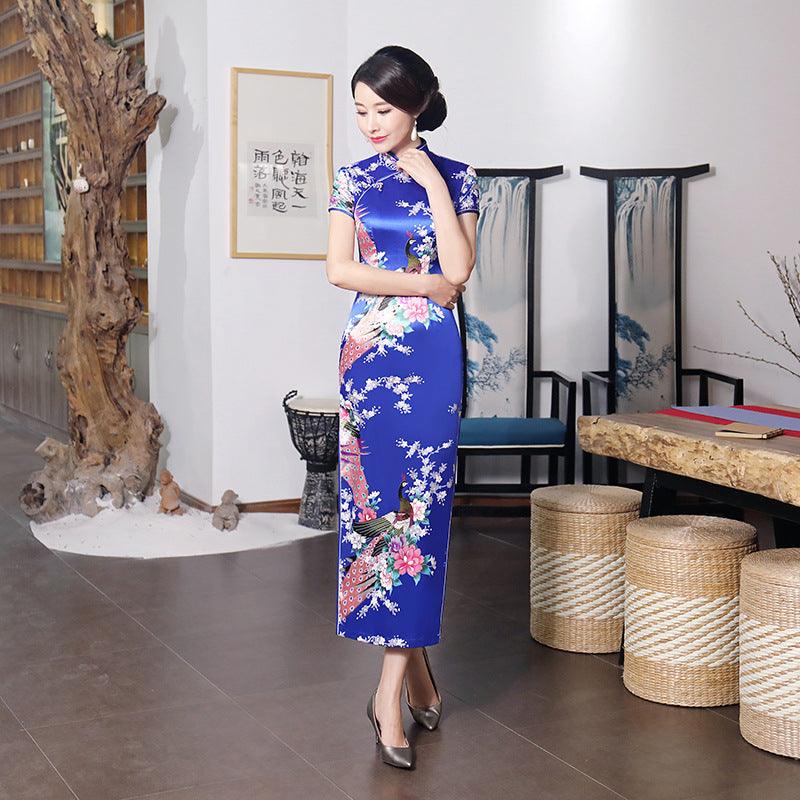 Chinese style spring and summer improved cheongsam dress long - Trendha