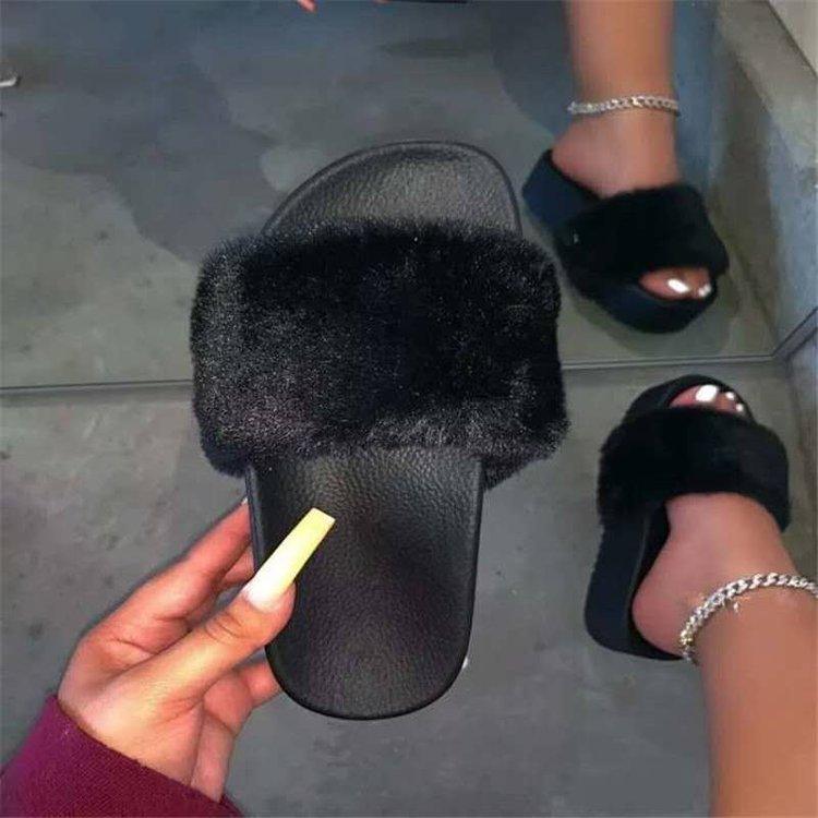 Gradient Plush Slippers Women Korean Style All-match Suede Women's Casual Cotton Slippers - Trendha