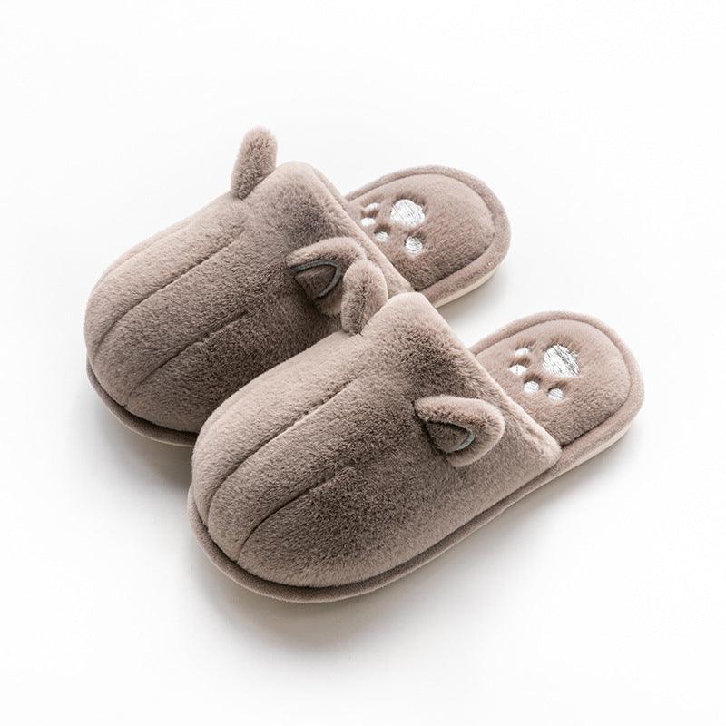 New women's shoes cute cat's claw home couple warm cotton slippers - Trendha