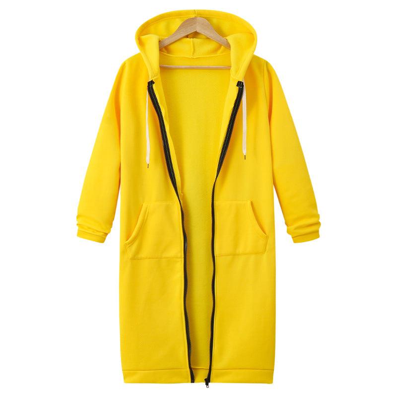 Hooded Long Sleeve Sweater Fleece Long Jacket - Stylish and Cozy Outerwear - Trendha