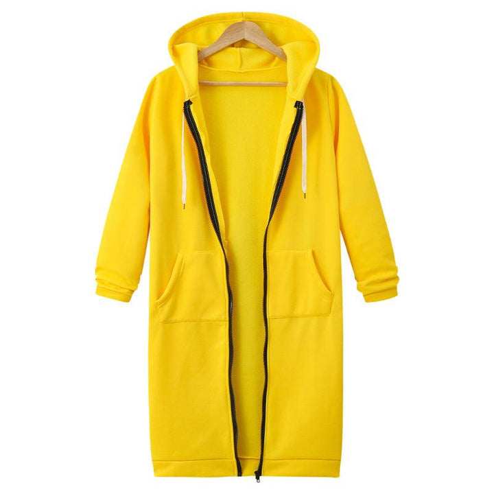 Hooded Long Sleeve Sweater Fleece Long Jacket - Stylish and Cozy Outerwear - Trendha
