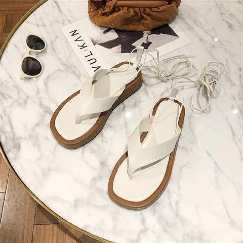 Vintage Lace Up Roman Beach Shoes Fashion - Trendha