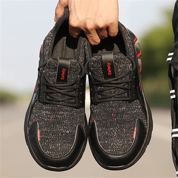 Fashion Work Shoes Men's Outdoor Light Breathable Safety Sneakers Boots Steel Toe Anti Smashing Safety Shoes - Trendha
