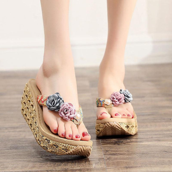 Bohemian Ladies Beach Shoes Platform Flip Flops - Trendha