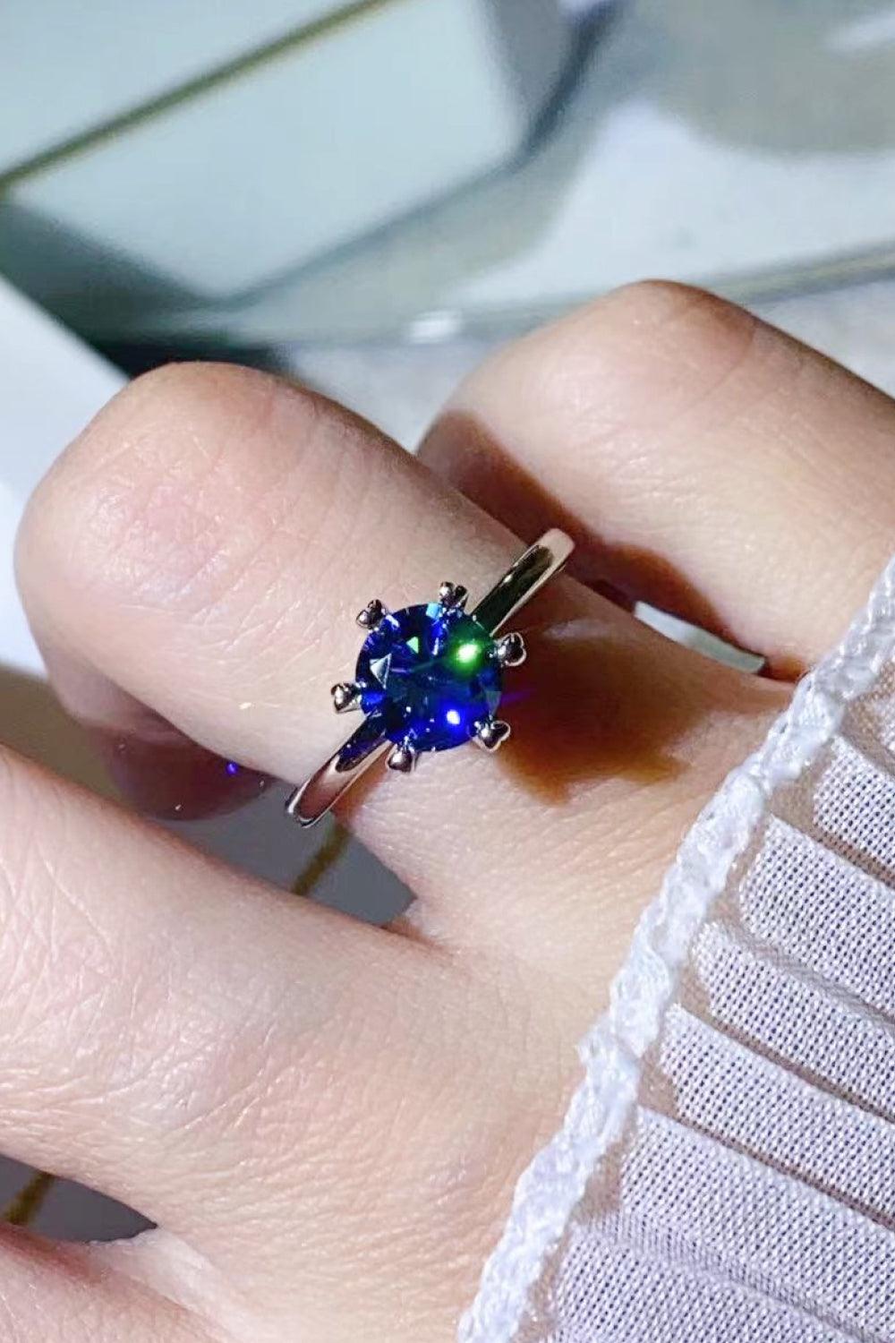 1 Carat Moissanite 6-Prong Solitaire Ring - Trendha