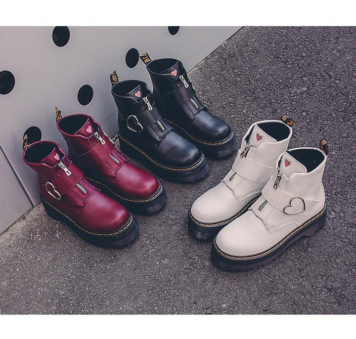 Martin boots women's short tube sponge cake with platform lace-up ankle boots - Trendha