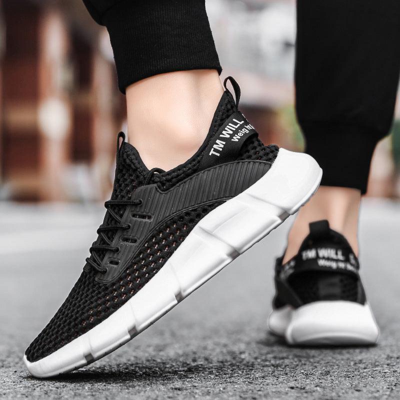 Men's Shoes Hollow Mesh Summer New Sports Shoes Breathable Running Shoes - Trendha