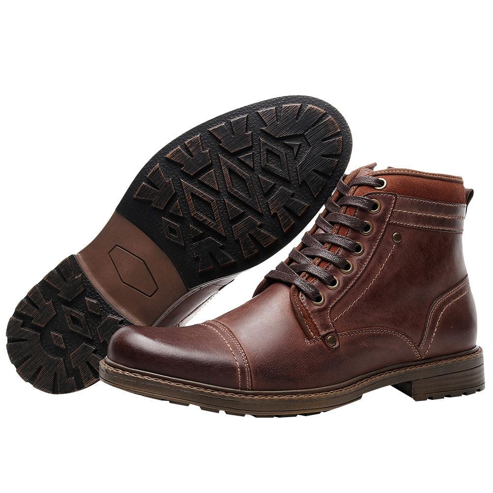 Fashion Simple Leather Men's Martin Boots - Trendha