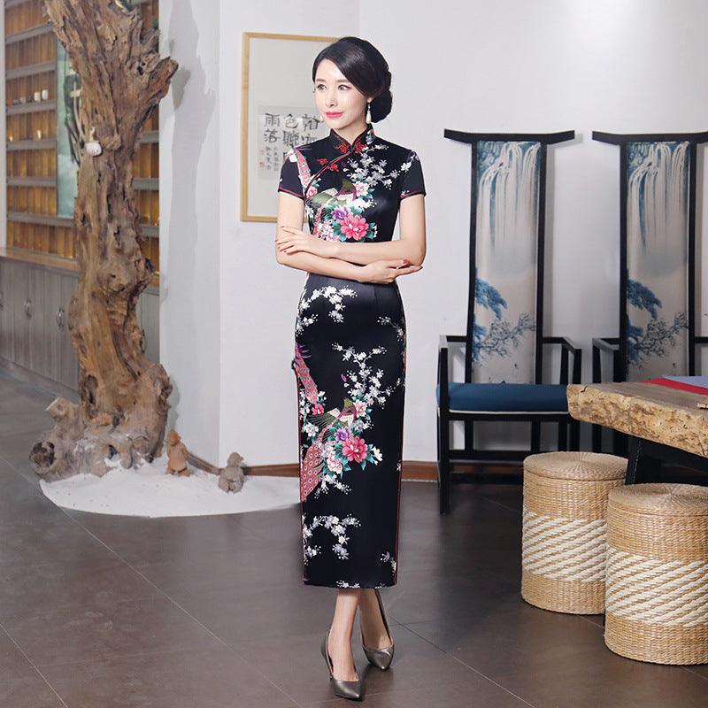 Chinese style spring and summer improved cheongsam dress long - Trendha