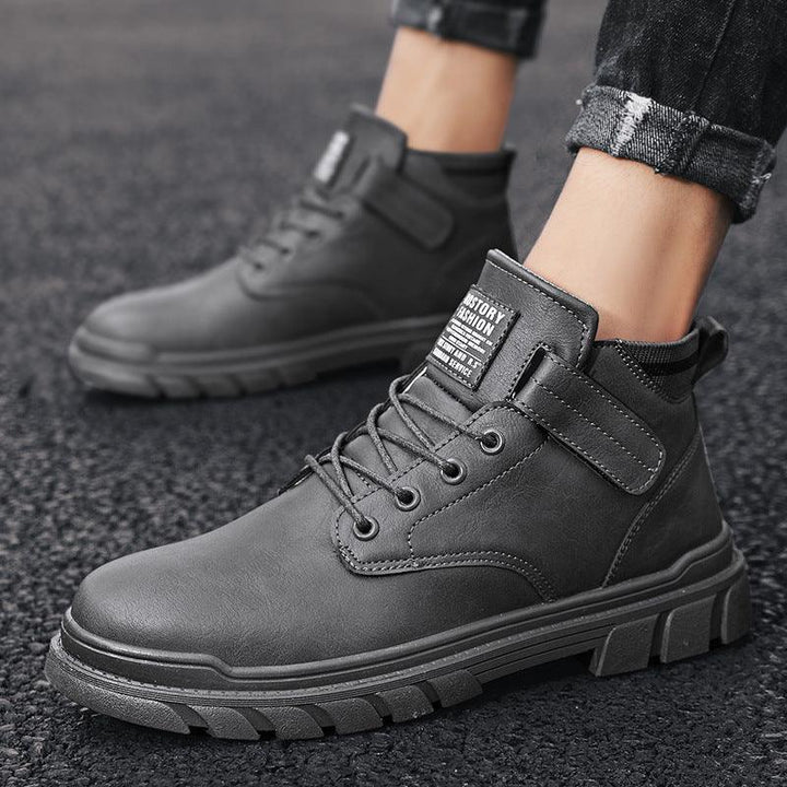 High-top tooling men's boots British style desert shoes - Trendha