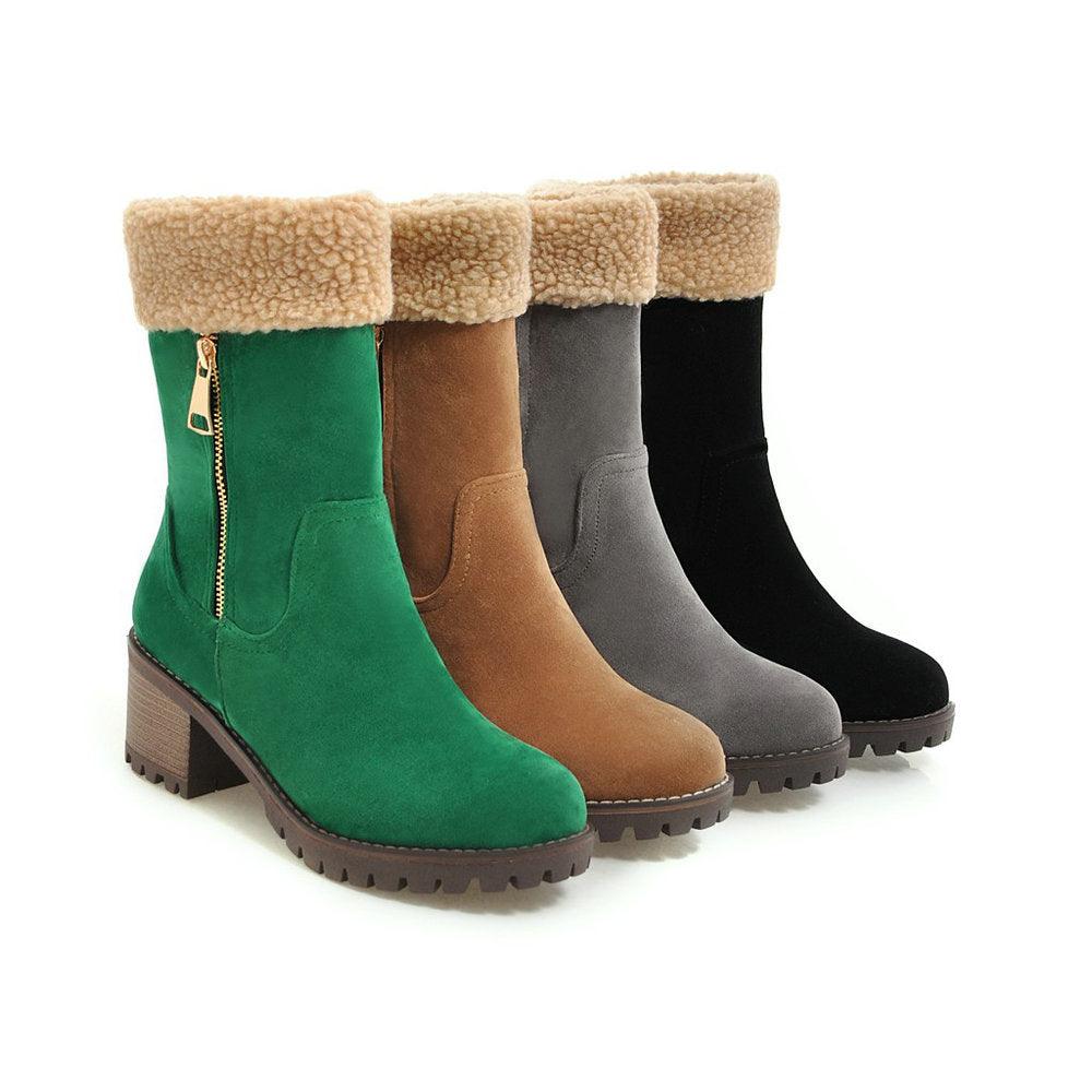 Short Plush Rubber Snow Boot - Trendha