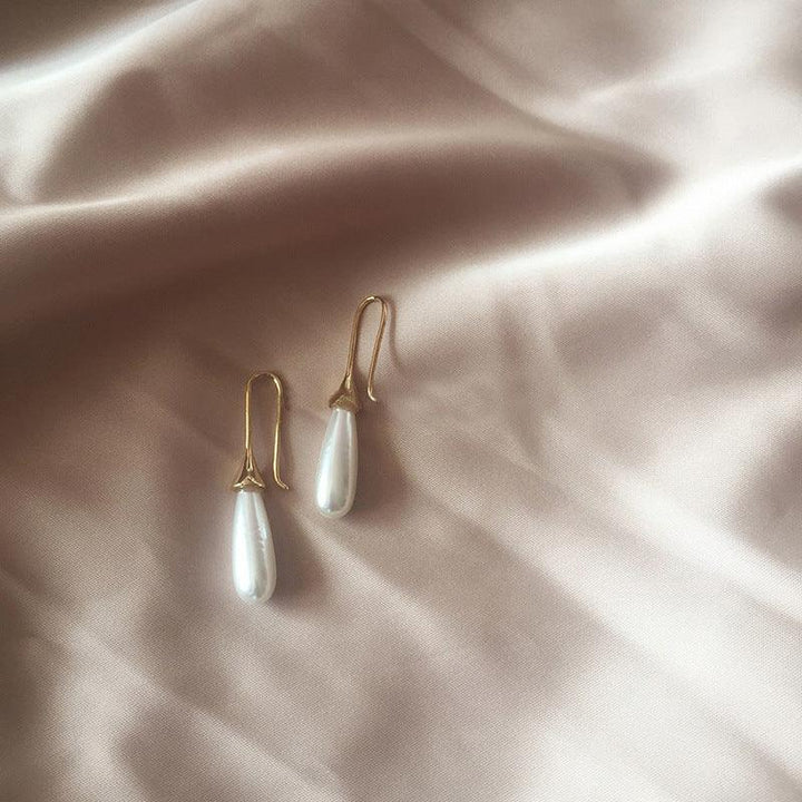 Waterdrop pearl simple personality earrings - Trendha