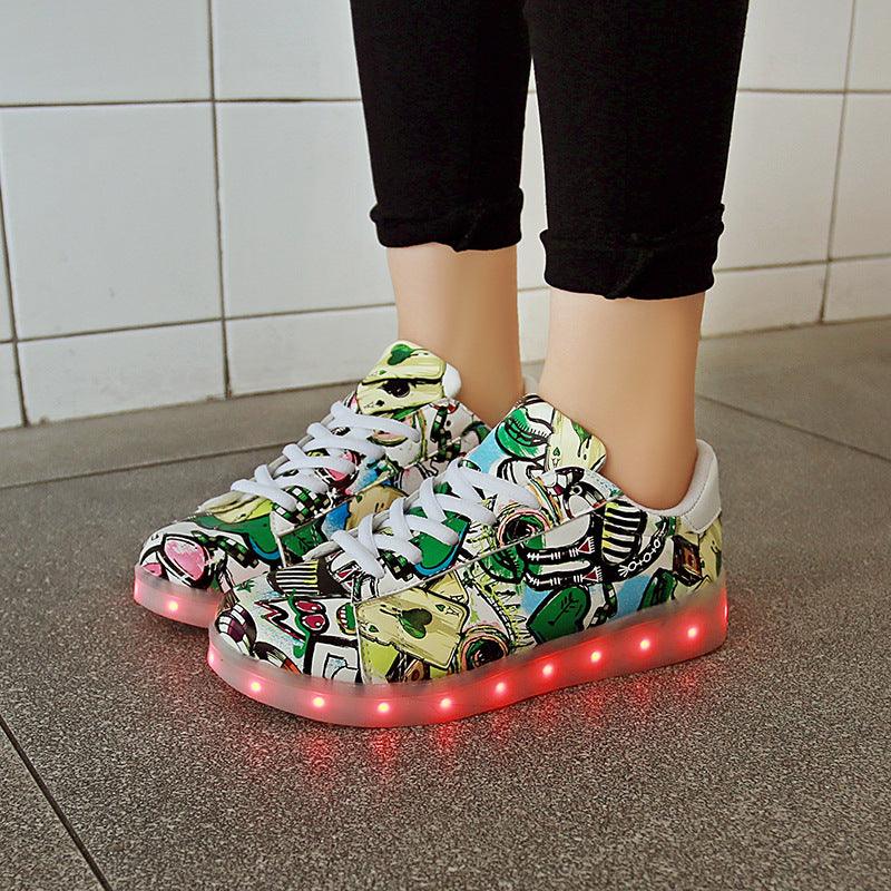 Fashion Graffiti Casual LED Colorful Luminous Shoes - Trendha