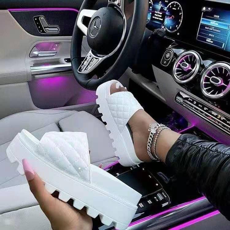 Women's New Sponge Cake Thick Bottom Diamond Plaid Sandals - Trendha