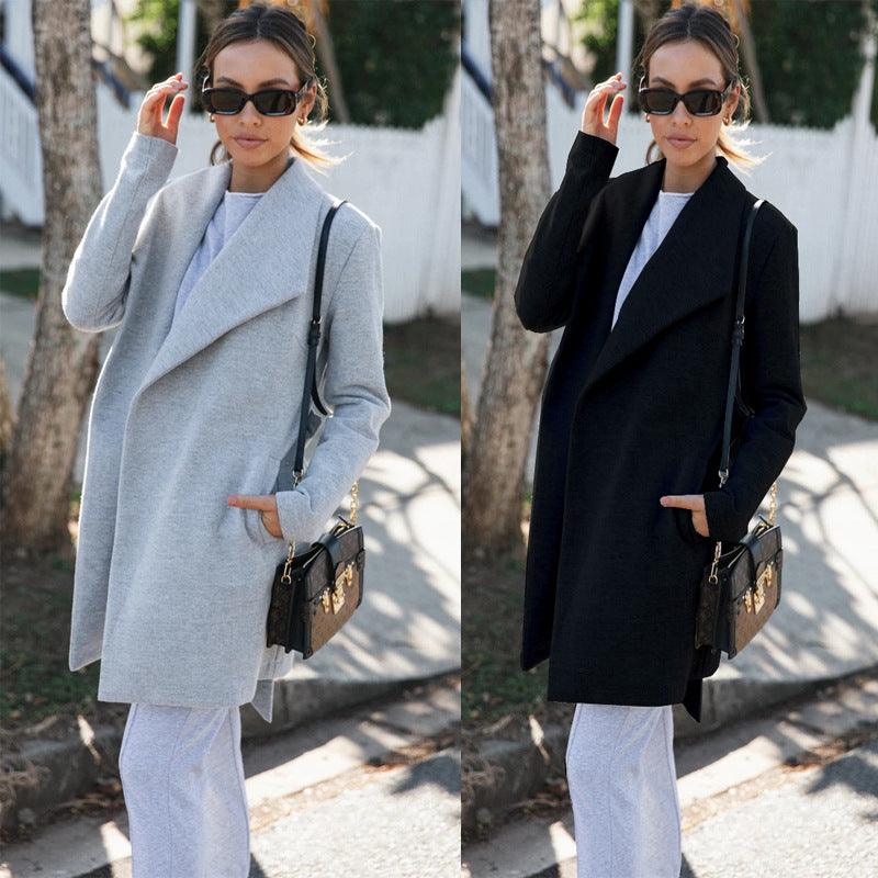 New Solid Color All-match Trench Coat - Trendha