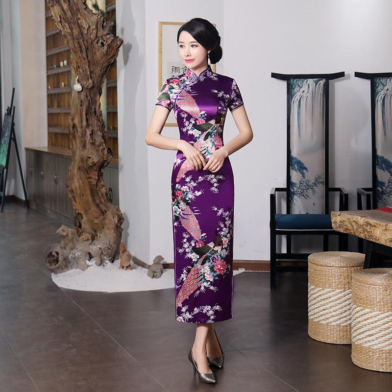 Chinese style spring and summer improved cheongsam dress long - Trendha