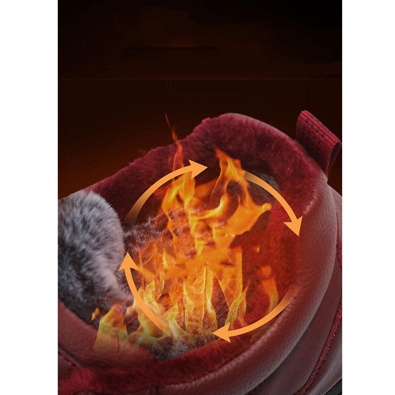 Men's Velvet Warm Waterproof Leather Shoes For The Elderly - Trendha