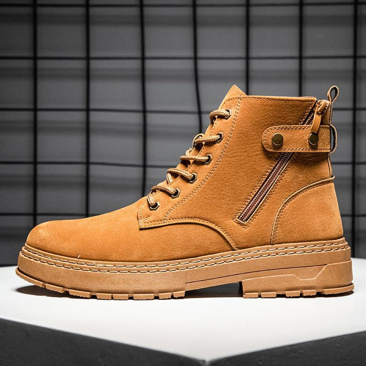 Round toe side zipper casual Martin boots - Trendha