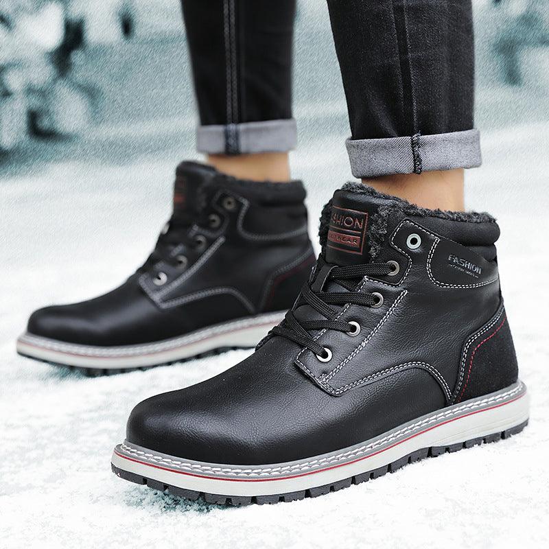 Men's shoes high top Martin boots plush cotton shoes - Trendha