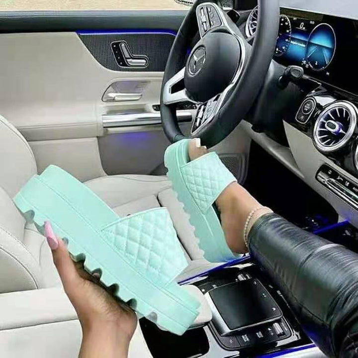 Women's New Sponge Cake Thick Bottom Diamond Plaid Sandals - Trendha