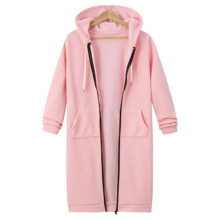 Hooded Long Sleeve Sweater Fleece Long Jacket - Stylish and Cozy Outerwear - Trendha