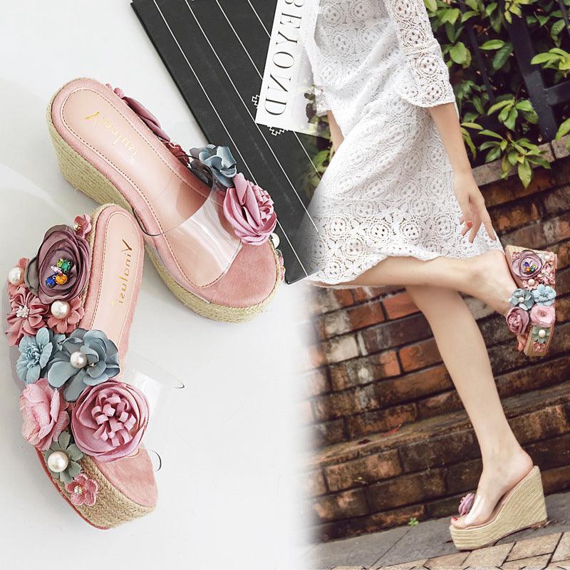 Hemp Rope Braided High Heel Sandals And Slippers - Trendha