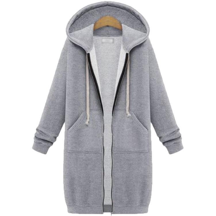 Hooded Long Sleeve Sweater Fleece Long Jacket - Stylish and Cozy Outerwear - Trendha