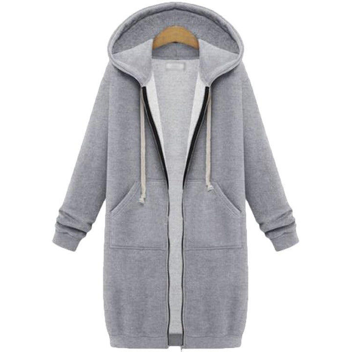 Hooded Long Sleeve Sweater Fleece Long Jacket - Stylish and Cozy Outerwear - Trendha