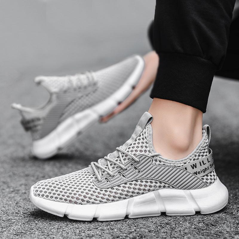 Men's Shoes Hollow Mesh Summer New Sports Shoes Breathable Running Shoes - Trendha