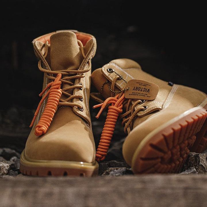 Autumn New Style Martin Boots High-top Rhubarb Boots British Style Tooling Men's Shoes - Trendha