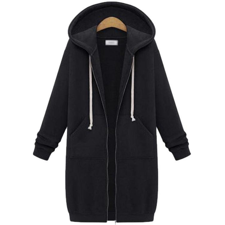 Hooded Long Sleeve Sweater Fleece Long Jacket - Stylish and Cozy Outerwear - Trendha