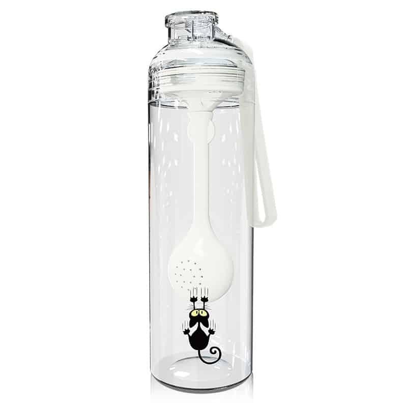 Cat Patterned Water Bottle with Fruit Infuser - Trendha